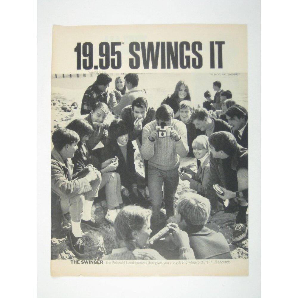 Polaroid Swinger Camera Vintage 1960s Print Ad Photography Beach MOD Fashion